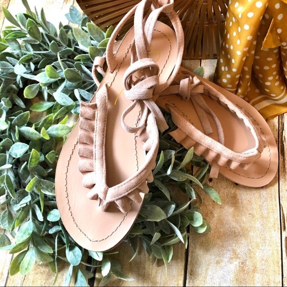 SALE! New! Coachella Sandals Tan Suede Wrap Style - Picture 5 of 12